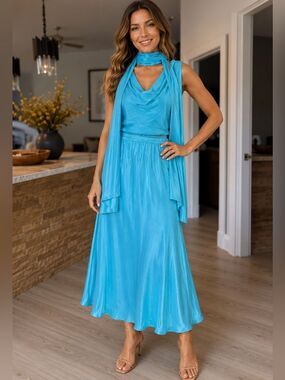 LIZ JORDAN 3 Piece Skirt Set with Scarf. Size 10